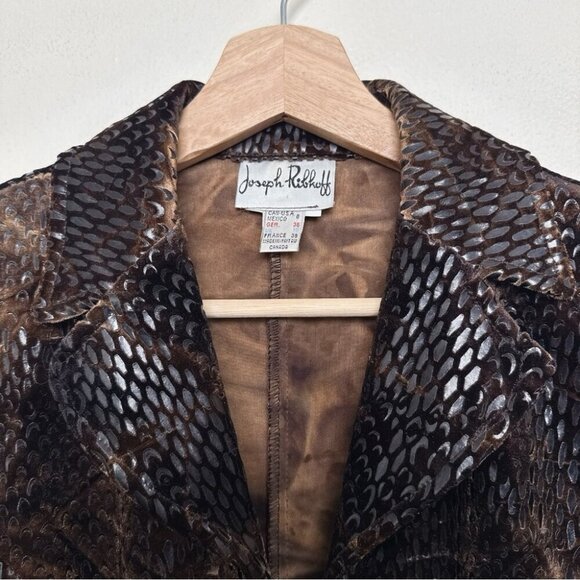 Joseph Ribkoff Vintage Womens 8 Velvet Snake Skin Blazer Full Zip - Picture 11 of 14